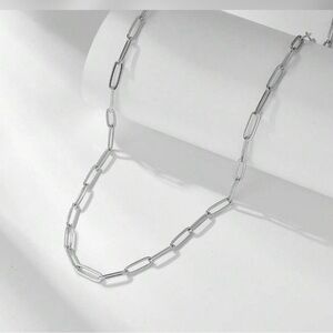 NWT silver paperclip chain necklace layering